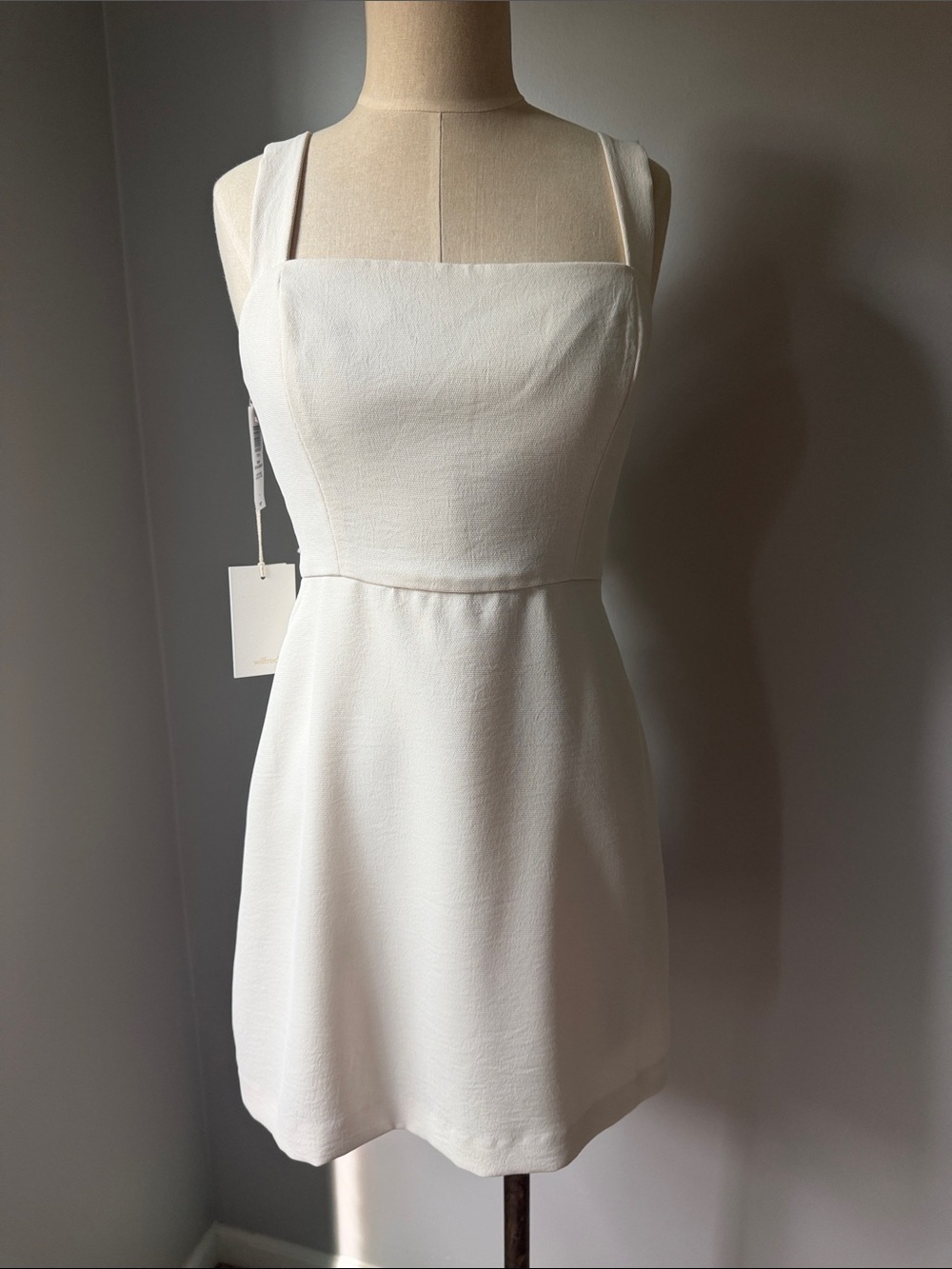 Wilfred Aritzia New Ecoulement Crepe Mini Dress Light Birch Cream Size 4 NWT